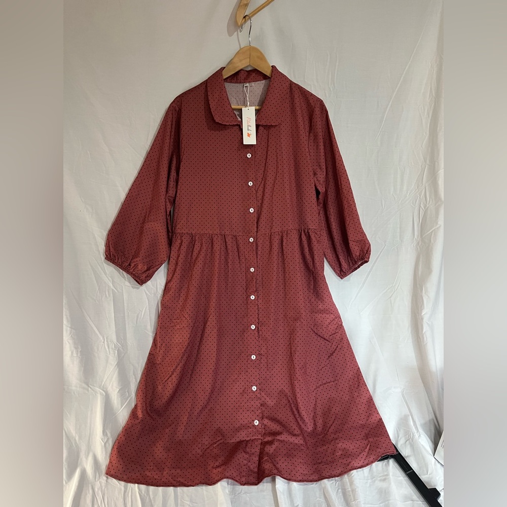 Nwt woman’s size xxl rose colored dress with navy polka dots boutique petallush